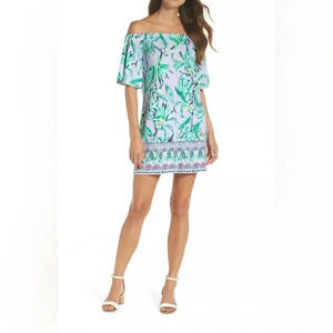 LILLY PULITZER FAWSETT Off the Shoulder Shift Dress Light Lilac Verbena